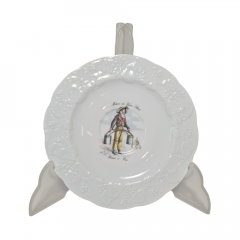 Lierre Lauvage CNP France Винтажная тарелка с фактурным краем "Продавец на ярмарке в Париже", Франция, 1960-70гг.