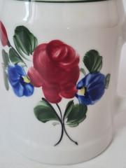 Кружка пивная винтажная Lilien Porzellan Austria с яркими цветами, ручная роспись, фарфор, 11.5 см, Австрия, 1960-70гг.
