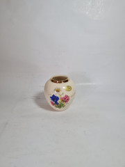 Ваза винтажная Schlitz с яркими цветами и надписью Оберстдорф, 11 x 9 см, Германия, 1960-1970гг.