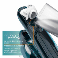 MyBeo MyBeo Reisebugeleisen, faltbares Bugeleisen 1100 W, mit Dampf,  Edelstahl Gleitsohle  Дорожный утюг MyBeo, складной утюг, 1100 Вт, с паром, скользящая подошва из нержавеющей стали