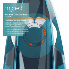 MyBeo MyBeo Reisebugeleisen, faltbares Bugeleisen 1100 W, mit Dampf,  Edelstahl Gleitsohle  Дорожный утюг MyBeo, складной утюг, 1100 Вт, с паром, скользящая подошва из нержавеющей стали