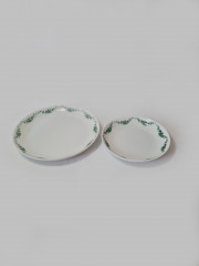 Тарелки винтажные Furstenberg с зеленым цветочным рисунком, 2 шт., фарфор, 18 и 13,5 см, Германия, 1960-70гг.