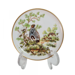 Тарелка декоративная винтажная AK Kaiser / Gör с изображением куропатки, фарфор, 10 см, Германия, 1960-70гг.