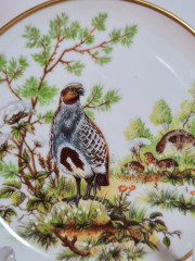 Тарелка декоративная винтажная AK Kaiser / Gör с изображением куропатки, фарфор, 10 см, Германия, 1960-70гг.