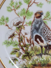 Тарелка декоративная винтажная AK Kaiser / Gör с изображением куропатки, фарфор, 10 см, Германия, 1960-70гг.