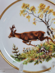 Тарелка декоративная винтажная AK Kaiser / Loh с изображением оленя, фарфор, 10 см, Германия, 1960-70гг.