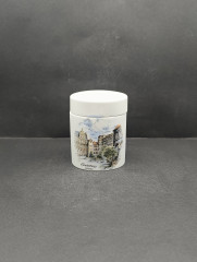 Банка для хранения винтажная AK Kaiser "Гейдельбергский замок", цилиндрической формы, фарфор, 10 х 8 см, Германия, 1970-80гг.