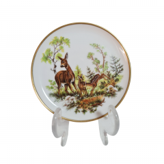 Тарелка декоративная винтажная AK Kaiser / Gör с изображением оленя и оленят, фарфор, 10 см, Германия, 1960-70гг.