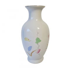 Ваза винтажная Gerq с наивным цветочным декором, фарфор, 21 см, Германия, 1960-70гг.