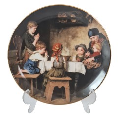 Lilien Porzellan Декоративная фарфоровая тарелка "Молитва перед ужином", коллекционная номерная 5849, художник Ф. Дефреггер, 20 см, Германия, 1988г.