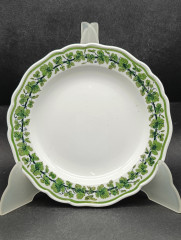 Тарелка сервировочная винтажная Meissen, зеленый растительный декор, фарфор, 17.4 см, Германия, 1970-80гг.