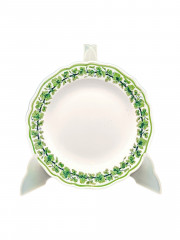 Тарелка сервировочная винтажная Meissen, зеленый растительный декор, фарфор, 17.4 см, Германия, 1970-80гг.