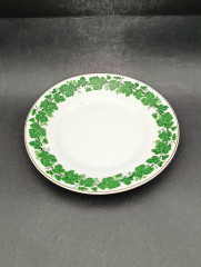 Тарелка сервировочная винтажная Meissen, зеленый растительный декор, фарфор, 16 см, Германия, 1970-80гг.