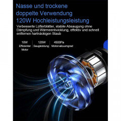 TUABUR TUABUR Akku-Handstaubsauger Kabelloser, wiederaufladbarer tragbarer Handstaubsauger mit 12000PA, Geeignet fur Autos, Wohnungen und Buros Blau TUABUR Беспроводной ручной пылесос Беспроводной перезаряжаемый портативный ручной пылесос с 12000PA, подхо