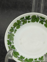 Блюдце винтажное Meissen, зеленый растительный декор, фарфор, 8 см, Германия, 1970-80гг.