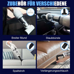 TUABUR TUABUR Akku-Handstaubsauger Kabelloser, wiederaufladbarer tragbarer Handstaubsauger mit 9000 PA, Ausgestattet mit 2000-mA-Akku, 4-in-1-Multifunktions-Handstaubsauger, Geeignet fur Tierhaare, Autoinnenraume, Staub, Buro- und Heimreinigung Schwarz Бе
