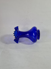 Ваза винтажная, синее богемское стекло, ручная работа, 15 x 11 см, Чехословакия, 1960-70гг.