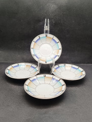 Тарелки винтажные Eschenbach / Коллекция Living Colours, с ярким декором, фарфор, 4 шт., 11 см, Германия, 1970-80гг.