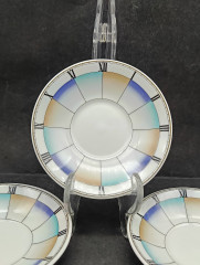 Тарелки винтажные Eschenbach / Коллекция Living Colours, с ярким декором, фарфор, 4 шт., 11 см, Германия, 1970-80гг.