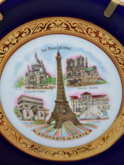 Limoges France Набор тарелок темно-синий фарфор с рисунком и золотым декором, 11,5см / 8см / 6,5 см/ 5,5см, Франция, 1960-70гг.