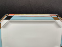 Поднос винтажный Schumann, с графичным декором в пастельных тонах и позолотой, фарфор, 33 х 22 см, Германия, 1970-80гг.