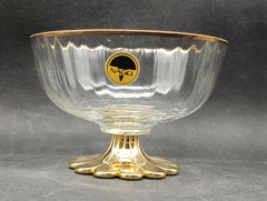 Креманка винтажная Nagel, золотистый край и основание, стекло, 12 х 8 см, Германия, 1970-80гг.