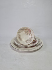 Чайное трио винтажное Rheinpfalz Hartporzellan с растительным декором, фарфор, Германия, 1970-80гг.