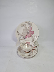 Чайное трио винтажное Rheinpfalz Hartporzellan с растительным декором, фарфор, Германия, 1970-80гг.