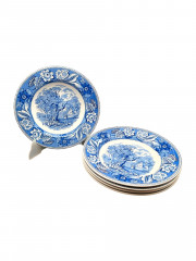 Тарелки винтажные Wood &amp; Sons, Коллекция &quot;Woodland&quot;, фарфор, 5 шт., 23 см, Великобритания, 1960-70гг.