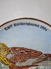 Winterling Roslau Bavaria Винтажная декоративная тарелка с позолоченным ободком "Райхартсхаузен", 19,5см, Германия, 1984г.