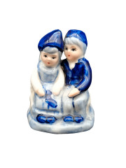 Статуэтка винтажная Delft Blue "Влюбленная пара", фарфор, 8 х 6 см, Голландия, 1960-70гг.