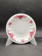 Тарелка винтажная Seltmann Weiden Bavaria с обьемным принтом из розовых цветков, с гранями, фарфор, 19 см, Германия, 1960-70гг.