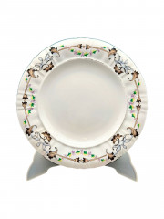 Тарелка винтажная N.G.F с растительным узором по краю, фарфор, 24 см, Германия, конец XVIII - нач. XIX вв.