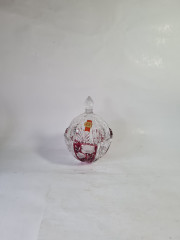Ваза с крышкой винтажная Anna Hutte, хрусталь с красным декором, 13 x 17,5 см, Германия, 1960-70гг.