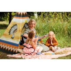 Playfun Indianerzelt Tipi mit Indianer Motiv drinnen und draussen Типи индийской палатки с индийским мотивом внутри и снаружи