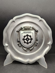 Тарелка декоративная винтажная "Герб города Метцинген" / Серия "Геральдика", яркий декор, олово (95%), 23 см, Германия, 1970-80гг.