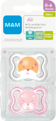 MAM Соска Air Силикон	 0-6 Месяц	ы для Mädchen inklusive sterilisier-Transportbox, 2 шт